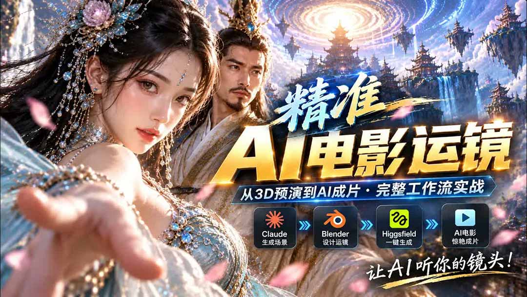 AI视频终于能精准运镜了！Claude + Blender + Higgsfield 免费插件实测-巅峰研习社