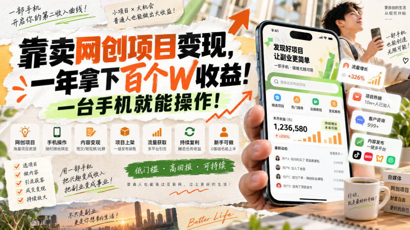 网创小程序虚拟资料变现,一年拿下百万收益,一部手机就可以做,0成本变现副业!-巅峰研习社