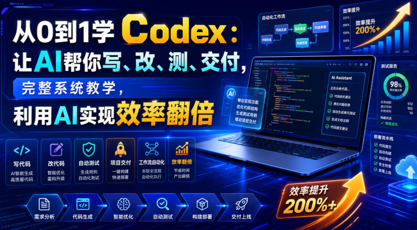 从0到1学Codex：让AI帮你写、改、测、交付，完整系统教学，利用AI实现效率翻倍(更新0918)-巅峰研习社