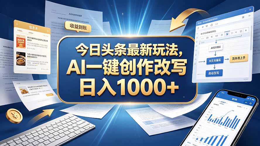 今日头条最新玩法，AI 一键创作改写，简单易上手，轻松日入 1000 +-巅峰研习社