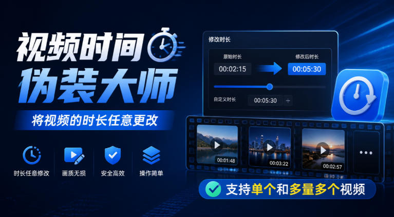 视频时间伪装大师,将视频的时长任意更改,支持单个和多量多个视频-巅峰研习社