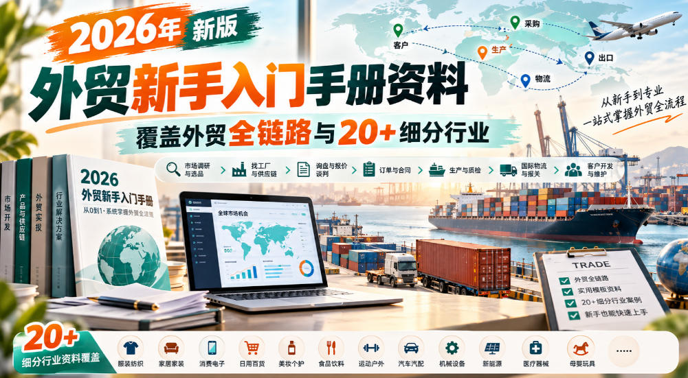 2026年新版外贸新手入门手册资料,覆盖外贸全链路与20+细分行业-巅峰研习社