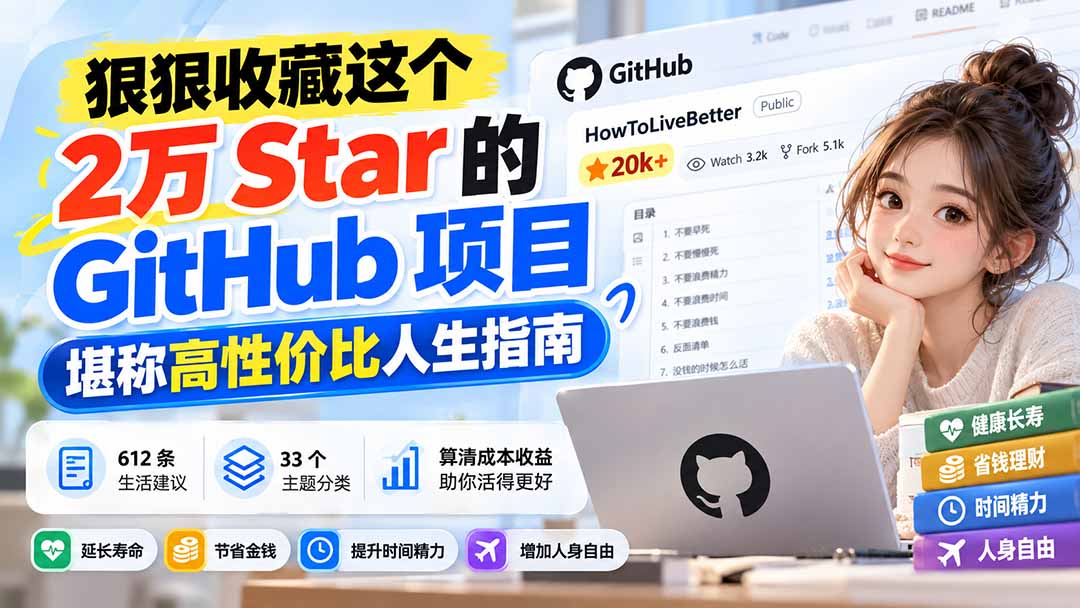 狠狠收藏这个 2 万 Star 的 GitHub 项目，堪称高性价比人生指南。-巅峰研习社