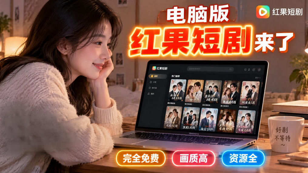 手机看短剧费眼?电脑版红果短剧来了,完全免费、画质高、资源全-巅峰研习社