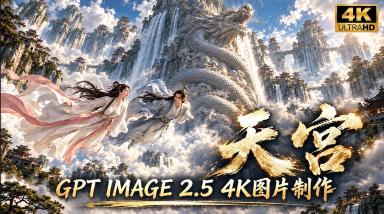 GPT Image 2.5实测！4K到底多清楚？皮肤、手指、修图与天宫场景全面测试-巅峰研习社