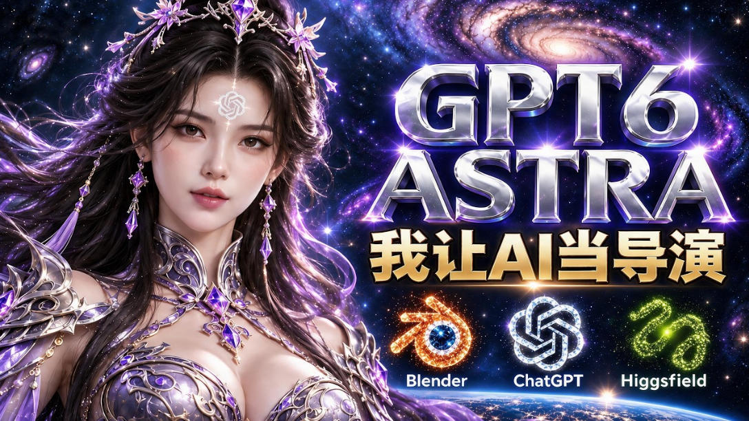 让GPT-6 Astra当导演！Higgsfield和Blender实战打造30秒玄幻精准运镜短片！-巅峰研习社