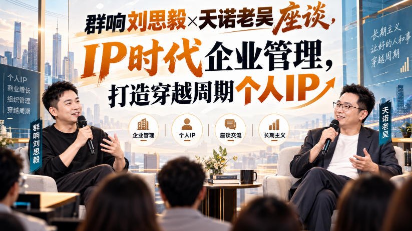 群响刘思毅×天诺老吴座谈,IP时代企业管理,打造穿越周期个人IP-巅峰研习社