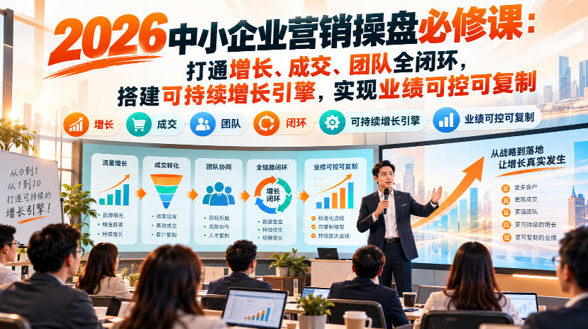 2026中小企业营销操盘必修课：打通增长、成交、团队全闭环，搭建可持续增长引擎，实现业绩可控可复制-巅峰研习社