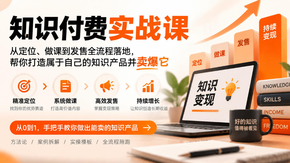 知识付费实战课:从定位、做课到发售全流程落地,帮你打造属于自己的知识产品并卖爆它-巅峰研习社