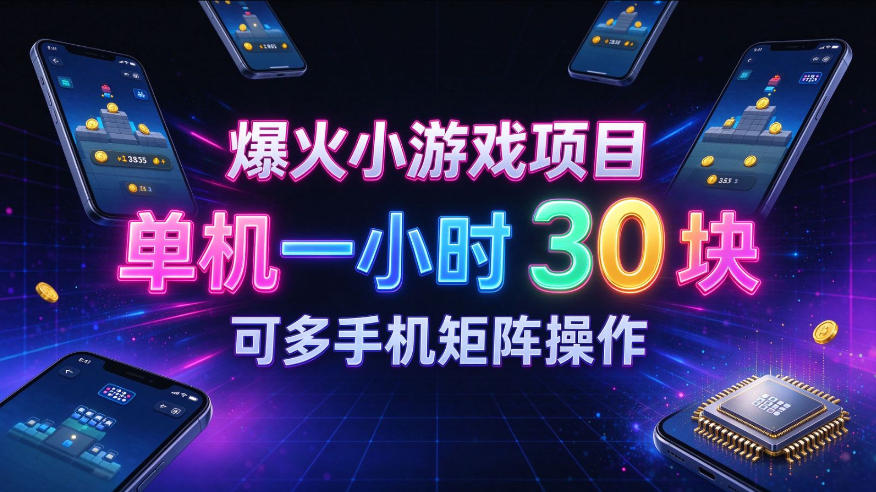 爆火小游戏撸金项目,实测单机一小时30+,可多手机矩阵操作,新手看完一遍就能上手【揭秘】-巅峰研习社