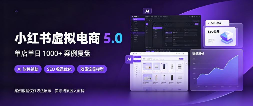 小红书虚拟电商5.0，单店单日1000+，AI软件+SEO收录，双重流量稳定出单【揭秘】-巅峰研习社