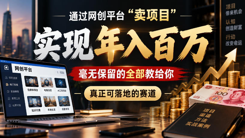 通过网创平台“卖项目”实现年入100w,毫无保留的全部教给你,真正可落地的赛道【揭秘】