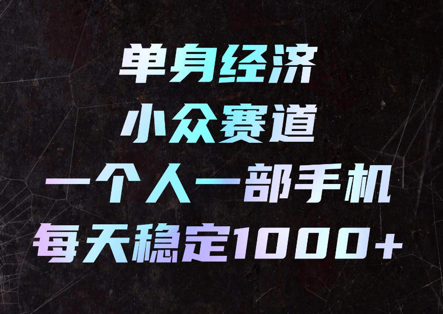 单身经济小众赛道,一个人一部手机,每天稳定1000+,利用下班碎片时间即可【揭秘】