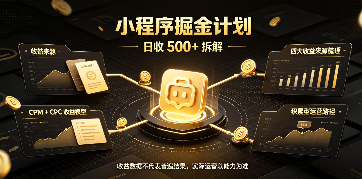 小程序推广计划，日收500+，腾讯官方打款，客户留存率高，收益长期稳定【揭秘】-巅峰研习社
