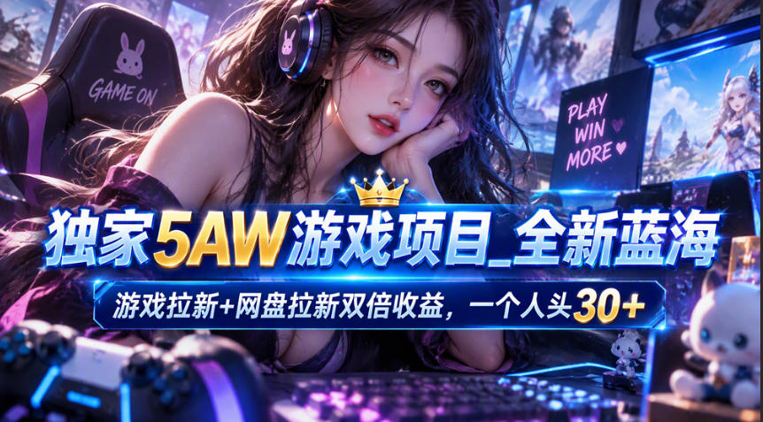 独家5AW游戏蓝海项目_游戏拉新+网盘拉新双倍收益,拉新一个30米-巅峰研习社