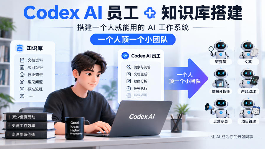 Codex AI员工+知识库搭建,搭建一个人就能用的AI工作系统,一个人顶一个小团队-巅峰研习社