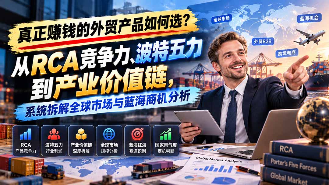 真正赚钱的外贸B2B产品如何选?从RCA竞争力、波特五力到产业价值链,系统拆解全球市场与蓝海商机分析-巅峰研习社