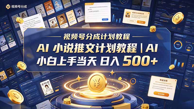 最新视频号分成计划教程｜AI 小说推文，小白上手当天日入 500+-巅峰研习社