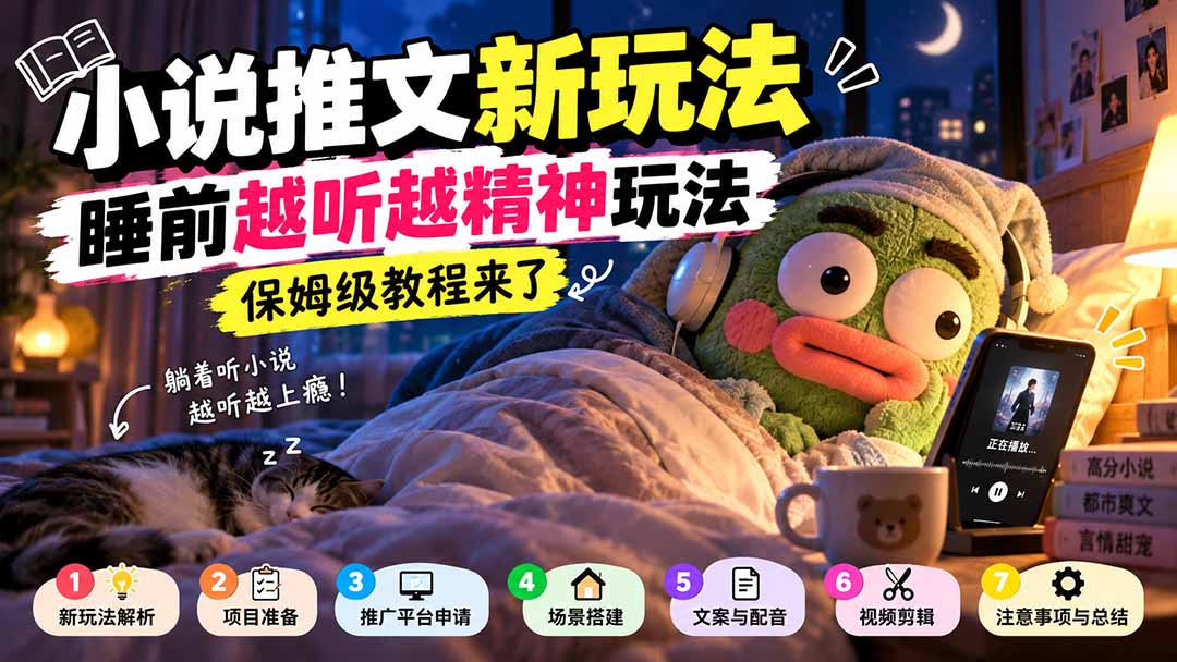 小说推文新玩法，睡前越听越精神玩法，保姆级教程来了-巅峰研习社