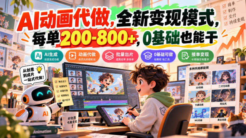 AI动画代做,全新变现模式,每单200-800+,0基础也能干【揭秘】