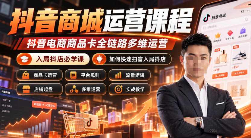 抖音商城运营课程，抖音电商商品卡全链路多维运营，入局抖店必学课， 如何快速扫盲入局抖店(更新1017)-巅峰研习社