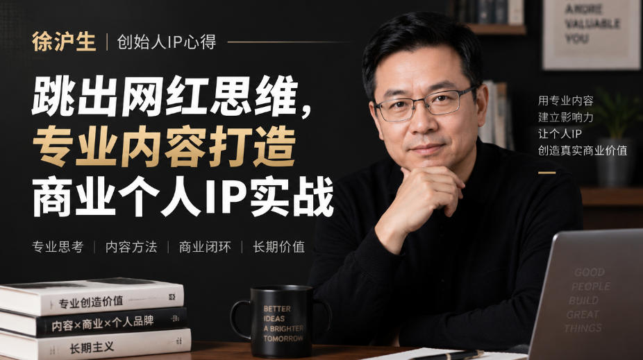 徐沪生创始人IP心得｜跳出网红思维，专业内容打造商业个人IP实战【文档】-巅峰研习社