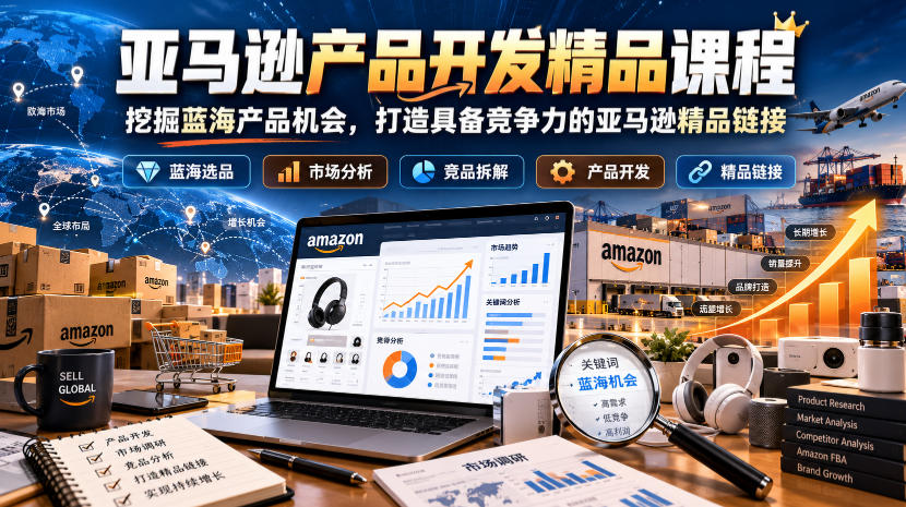 亚马逊产品开发精品课程,挖掘蓝海产品机会,打造具备竞争力的亚马逊精品链接