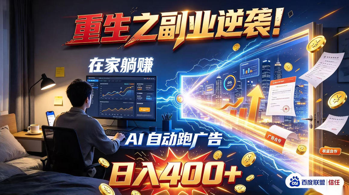 重生之副业逆袭！在家躺赚AI自动跑广告日入400+，无需人工操作【揭秘】-巅峰研习社