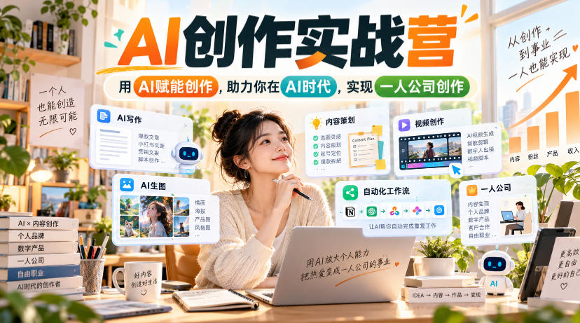 AI创作实战营，用AI赋能创作，助力你在AI时代，实现一人公司创作(更新)-巅峰研习社