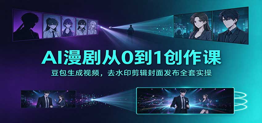 AI漫剧从0到1创作课：豆包生成视频，去水印剪辑封面发布全套实操-巅峰研习社