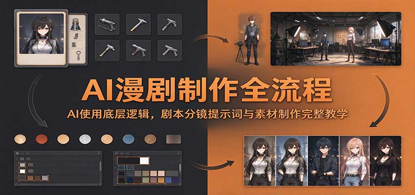AI漫剧制作全流程：AI使用底层逻辑，剧本分镜提示词与素材制作完整教学-巅峰研习社