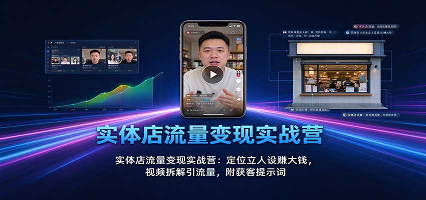 实体店流量变现实战营：定位立人设赚大钱，视频拆解引流量，附获客提示词-巅峰研习社