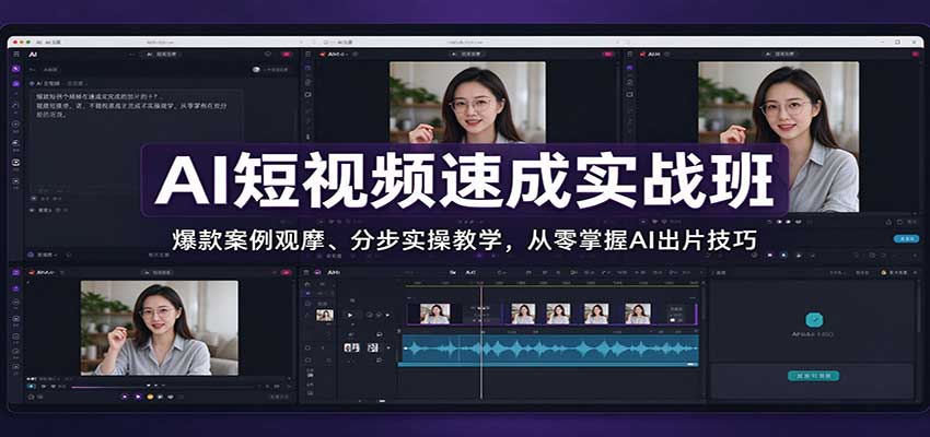 AI短视频速成实战班：爆款案例观摩、分步实操教学，从零掌握AI出片技巧-巅峰研习社