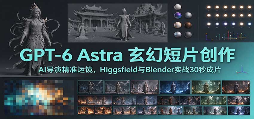 GPT-6 Astra 玄幻短片创作：AI导演精准运镜，Higgsfield与Blender实战30秒成片-巅峰研习社