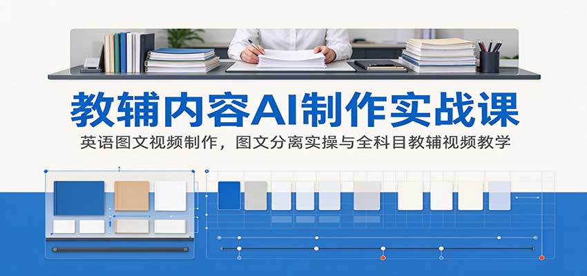 AI制作教辅内容实战课：英语图文视频制作，图文分离实操与全科目教辅视频教学-巅峰研习社