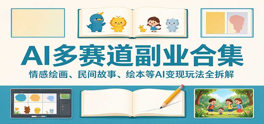 AI多赛道副业合集：情感绘画、民间故事、绘本等AI变现玩法全拆解-巅峰研习社