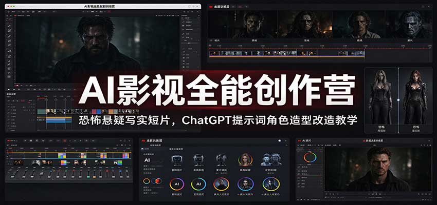 AI影视全能创作营：恐怖悬疑写实短片，ChatGPT提示词角色造型改造教学-巅峰研习社