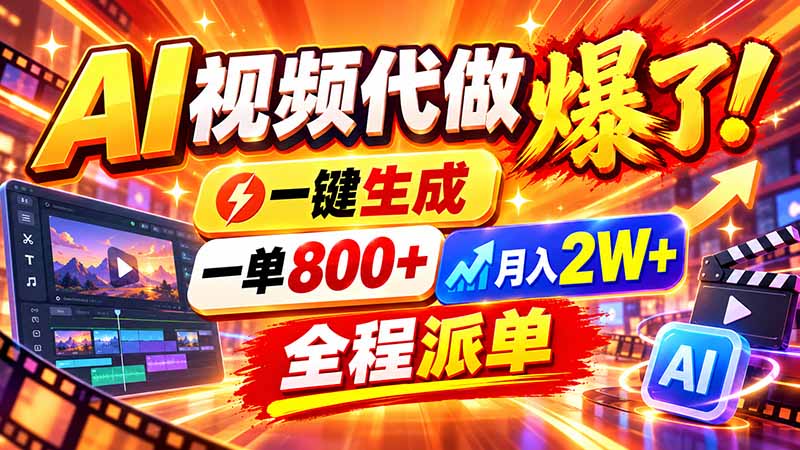 2026年底新赛道，AI视频代做一单800+，小白可做，告别打工-巅峰研习社