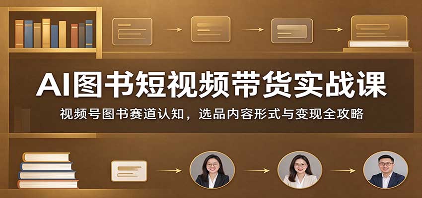 AI图书短视频带货实战课：视频号图书赛道认知，选品内容形式与变现全攻略-巅峰研习社