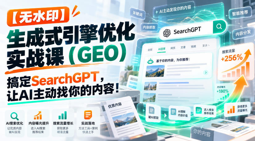 【无水印】生成式引擎优化(GEO)实战课：搞定SearchGPT，让AI主动找你的内容！【原创双语字幕】-巅峰研习社