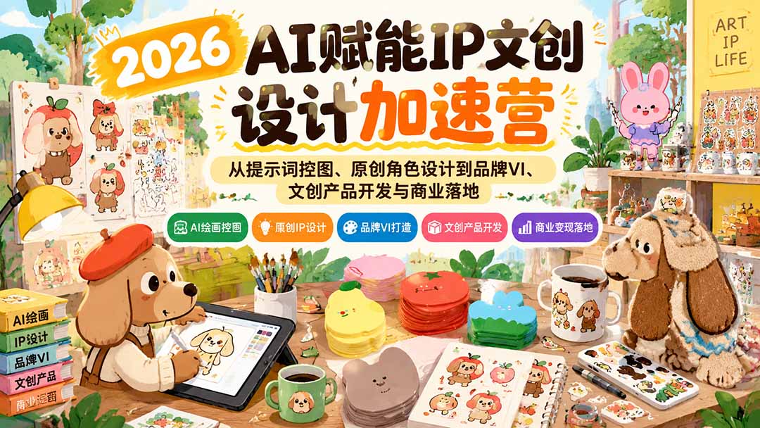 2026AI赋能IP文创设计加速营：从提示词控图、原创角色设计到品牌VI、文创产品开发与商业落地-巅峰研习社