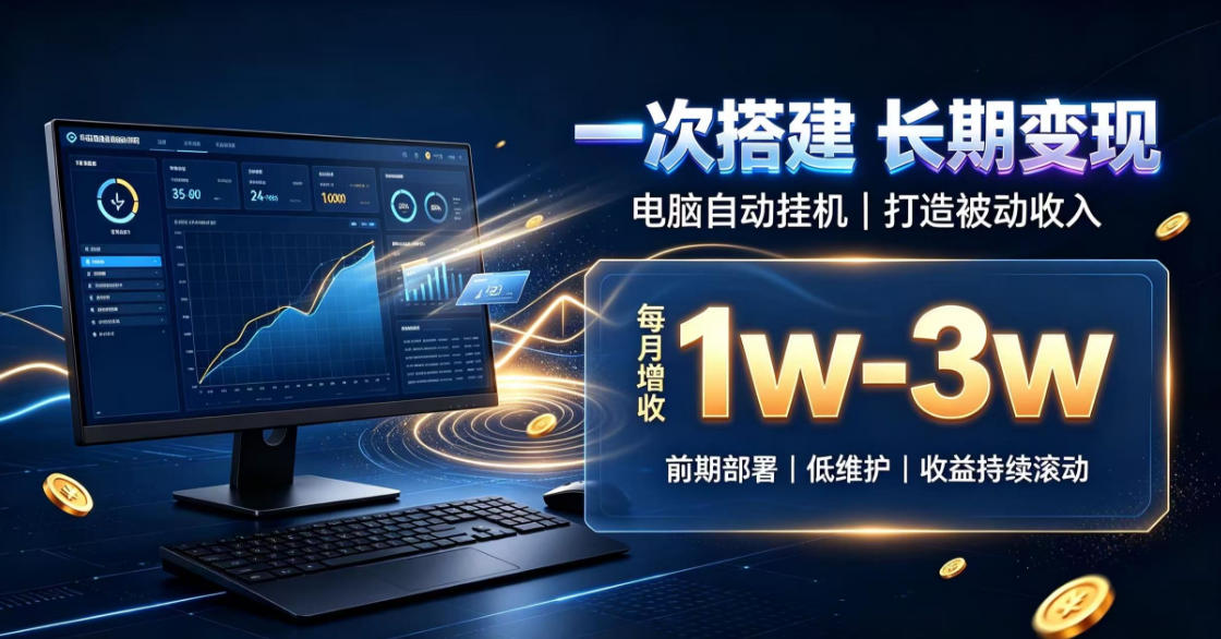 一份投入长期收益，电脑自动挂G类目，搭建被动收入每月增收1w-3w【揭秘】-巅峰研习社