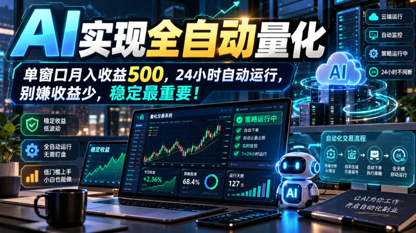 AI全自动量化项目,长期稳定可落地,0门槛躺赚稳定项目!-巅峰研习社