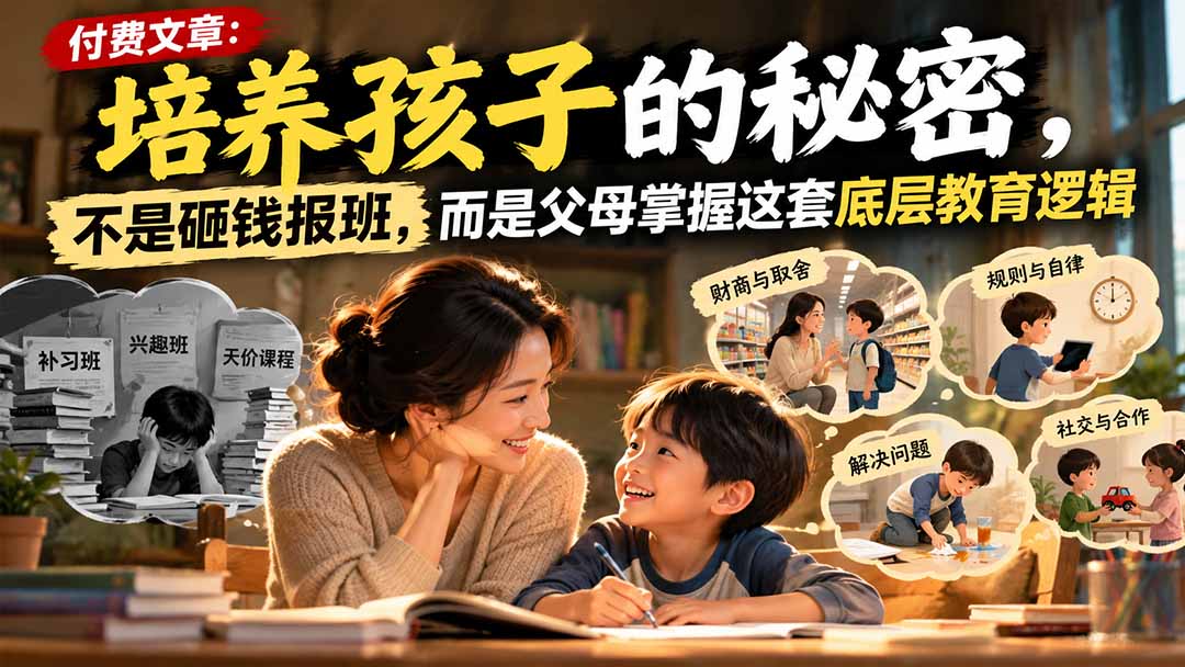 付费文章:培养孩子的秘密,不是砸钱报班,而是父母掌握这套底层教育逻辑-巅峰研习社