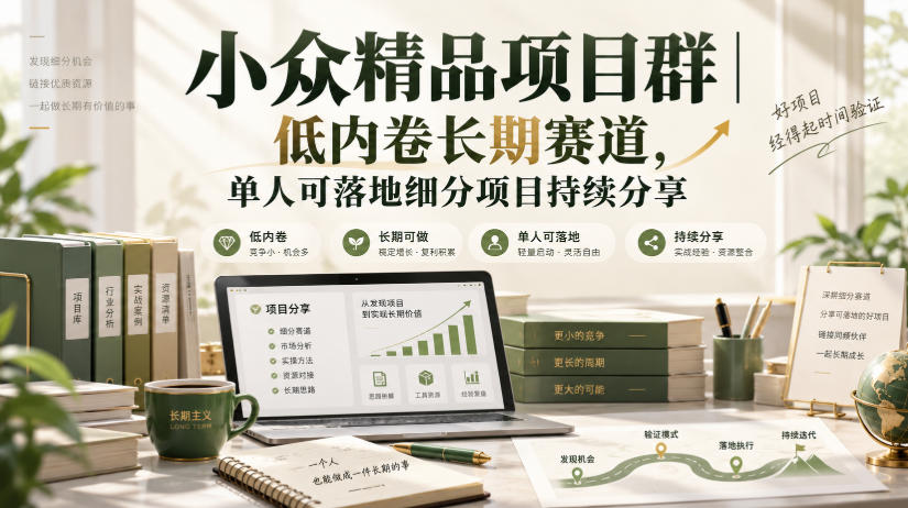 小众精品项目群｜低内卷长期赛道，单人可落地细分项目持续分享-巅峰研习社