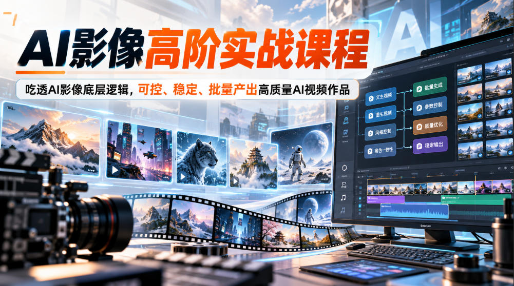 AI影像高阶实战课程，吃透AI影像底层逻辑，可控、稳定、批量产出高质量AI视频作品-巅峰研习社