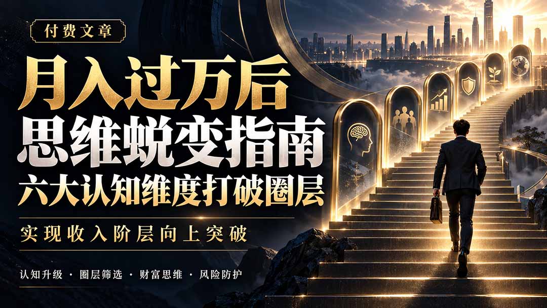 付费文章：月入过万后思维蜕变指南，六大认知维度打破圈层，实现收入阶层向上突破-巅峰研习社