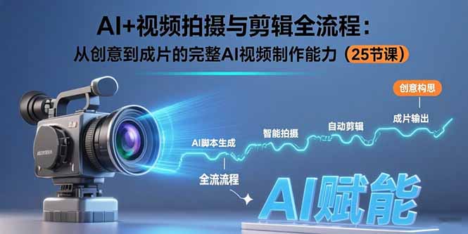 AI+视频拍摄与剪辑全流程：从创意到成片的完整AI视频制作能力(25节课-巅峰创业网