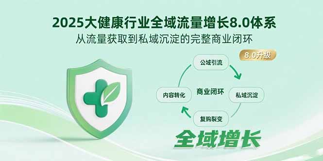 2025大健康行业全域流量增长8.0体系，从流量获取到私域沉淀的完整商业闭环-巅峰创业网